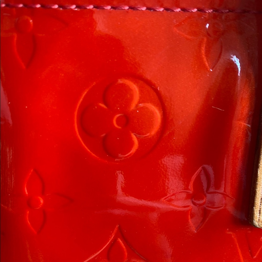 Louis Vuitton Red and Brown Patent Leather Tote - Picture 2 of 15